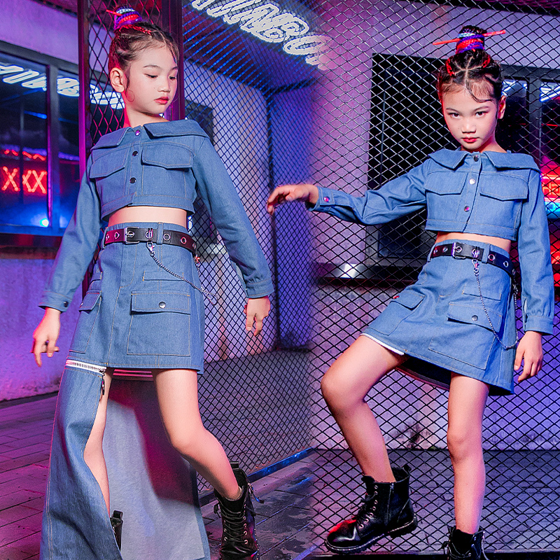 女童走秀霸气套装模特t台演出服儿童爵士舞服装潮少儿街舞衣服女