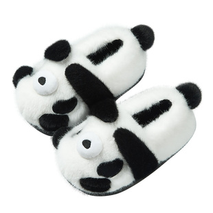 熊猫儿童棉拖鞋女冬季包跟2023新款可爱室内亲子男童女孩宝宝棉鞋