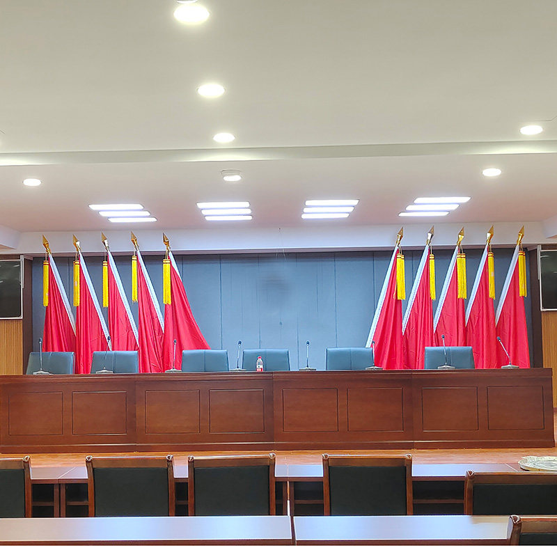 礼堂旗会议室背景旗帜室内立式不锈钢旗杆会堂会议礼堂红旗装饰落地