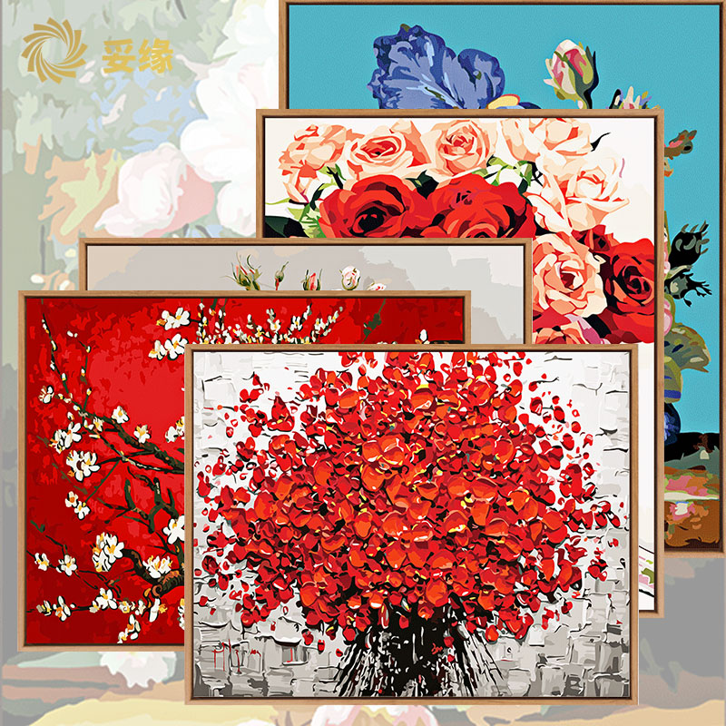diy数字油画花卉植物减压手工自绘填色画客厅装饰画花草油彩画画|ruв категории Домашний быт, декоративная живопись, DIY/цифровой живописи - от Buy2taobao.com для оказания профессиональной услуги покупки агента Taobao