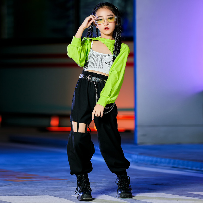 女孩爵士舞服装时髦秋季t台走秀女童炫酷jazz舞蹈服儿童演出服酷