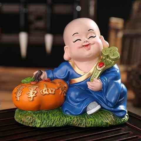 小和尚摆件装饰品卡通人物桌面可爱小沙弥办公室家居创意工艺礼品