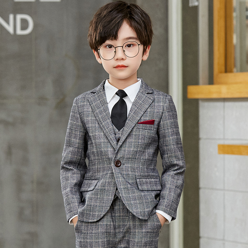 儿童西装男童套装礼服中大主持英伦加绒男孩花童春秋西服 原价218元 