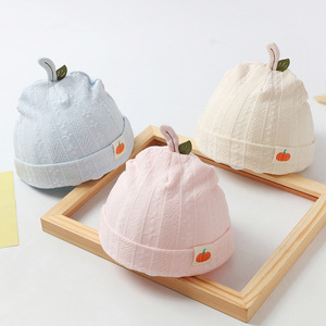 春秋款纯棉婴新生儿双层透气保暖胎帽宝宝卤门帽春夏薄款