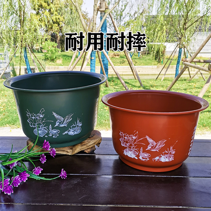 庭院荷花盆莲花盆树脂塑料水培大号专用无孔花盆特大睡莲碗莲花盆