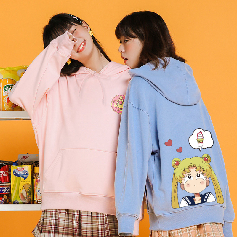 美少女战士联名卫衣女网红超火ins潮闺蜜装学生宽松连帽可爱外套