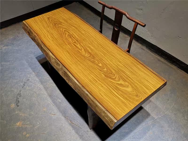 一折柚木大板_非洲柚木实木大板桌茶桌餐桌自然边200-74-78- 10原木