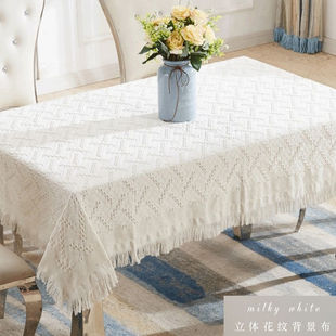 小方桌布ins风厚实加厚长方形餐桌垫床头柜盖布 圆桌奶油茶几桌布