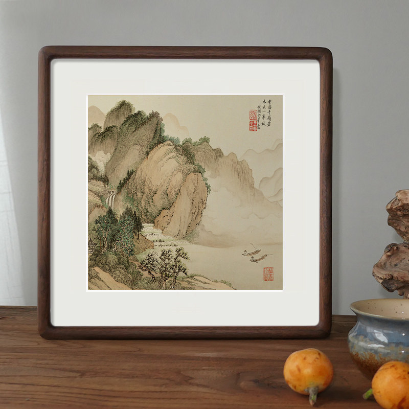 榫卯斗方红木极窄画框黑胡桃樱桃水曲柳花梨实木书法装裱相框裱画