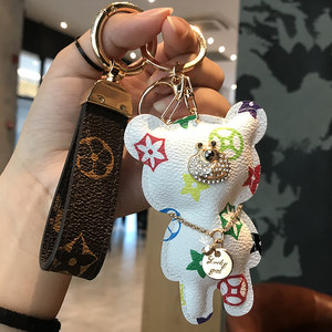 lv&gedete 小熊钥匙扣挂件女可爱情侣高档汽车钥匙链带钻包包挂饰