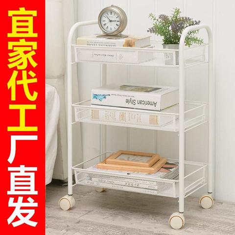 包邮家用夹缝可移动手推车白客厅置物架厨房蔬菜篮子带轮子金属架