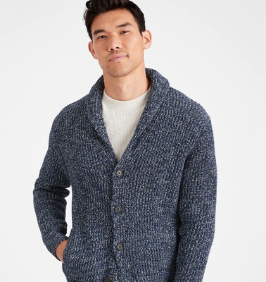 级致美式性价比 BR MARLED COTTON 粗纱多色混织厚款棉质针织开衫