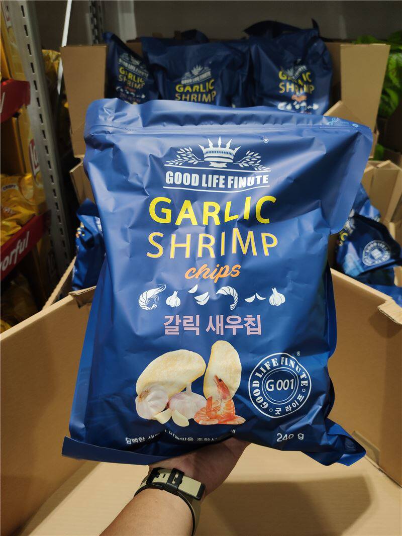山姆超市代购韩国进口garlicshrimp趣莱福虾片蒜味大包膨化薯片