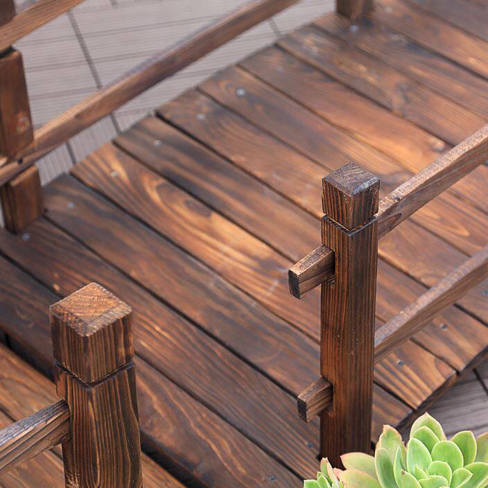 特大花园实木桥碳化摆设防腐木小桥庭院拱形木桥户外木制桥木头桥