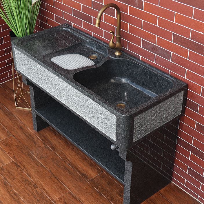 花岗岩洗衣池室外庭院天然一体带搓板石头洗衣槽家用石材整石水池