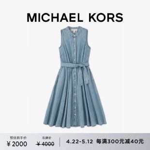 MICHAEL KORS 女士无袖收腰牛仔连衣裙