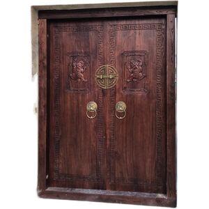 中式大门实木农村别墅大门对开门双开老式门家用进户别墅大门木门进户