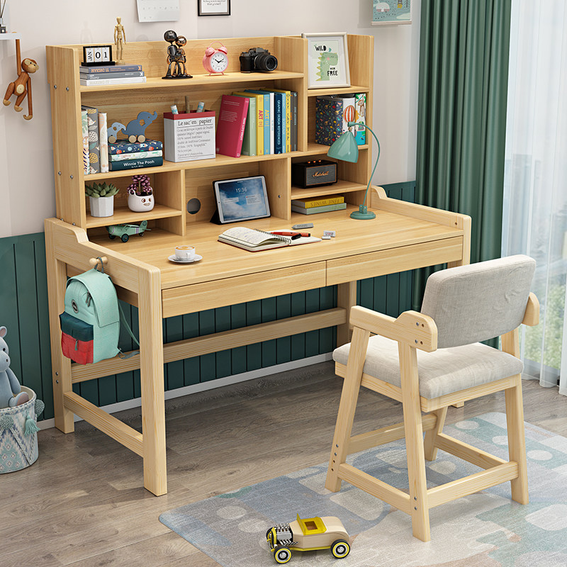 实木小学生升降台椅套装家用学习桌
