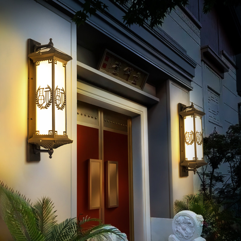 新中式户外led壁灯太阳能灯庭院灯入户大门口灯别墅室外防水门灯
