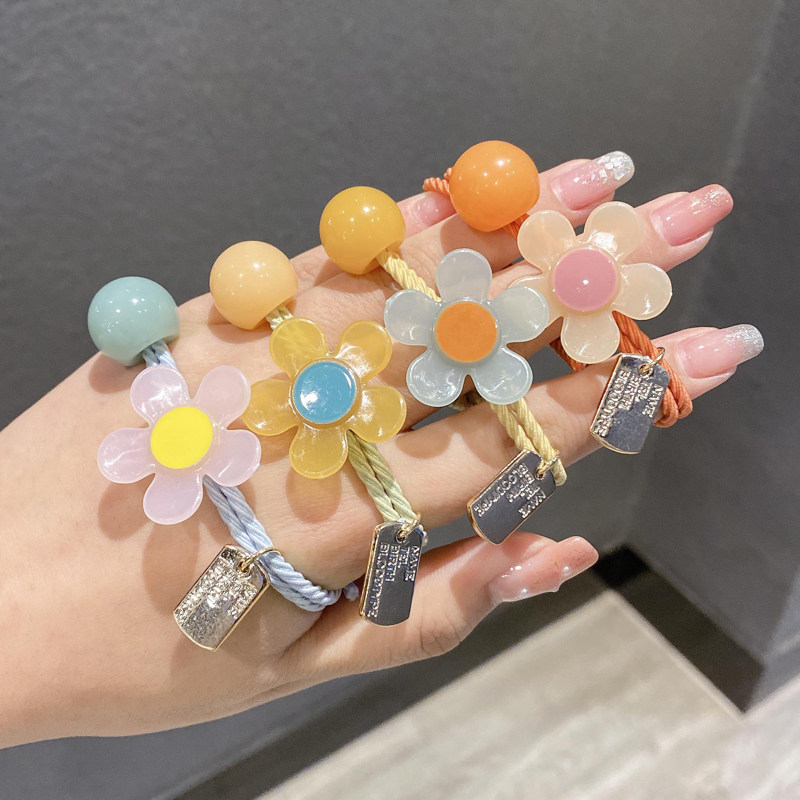 花朵发绳女扎头发皮筋高颜值彩色头绳可爱日系儿童发圈丸子头头饰