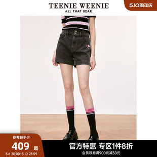 TeenieWeenie小熊奥莱高腰牛仔短裤时尚复古潮流裤子女秋冬