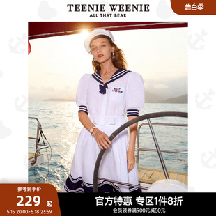 TeenieWeenie小熊奥莱短袖衬衫学院风时尚简约撞色短款上衣女夏款