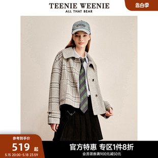 TeenieWeenie小熊奥莱学院风毛呢大衣短款小个子外套女装秋冬