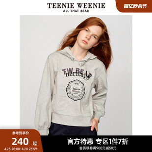 TeenieWeenie小熊奥莱春装学院风休闲时髦拼接连帽卫衣上衣女