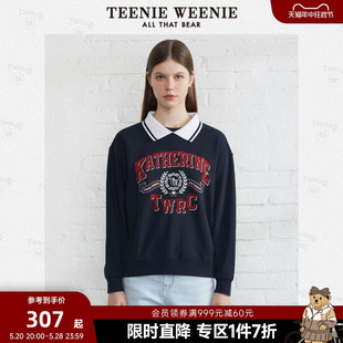 TeenieWeenie小熊奥莱Polo领套头卫衣短款上衣宽松韩版女秋