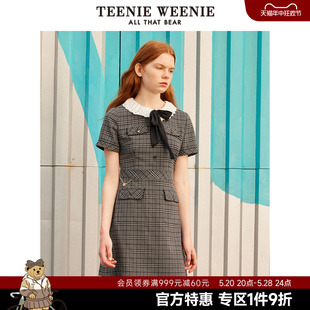 TeenieWeenie小熊奥莱秋冬学院风甜美少女感格纹A字裙连衣裙