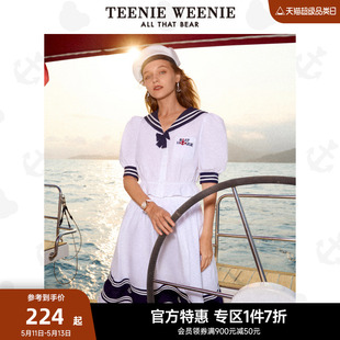 TeenieWeenie小熊奥莱短袖衬衫学院风时尚简约撞色短款上衣女夏款