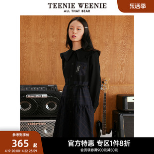 TeenieWeenie小熊奥莱秋冬学院风气质少女连衣裙女拼接