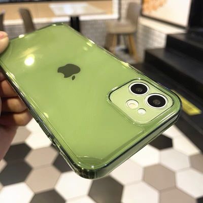 苹果透明绿色大气适用11pro机壳直边超薄防摔iphone7p硅胶软壳12mini