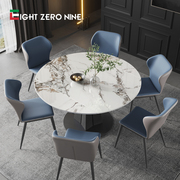 Italian minimalist retractable slate dining table home small apartment Lauren black gold table with turntable dining table and chair combination