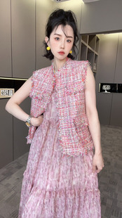 RR fashion 格子马甲女2024夏季新款法式小香风无袖外套百搭上衣