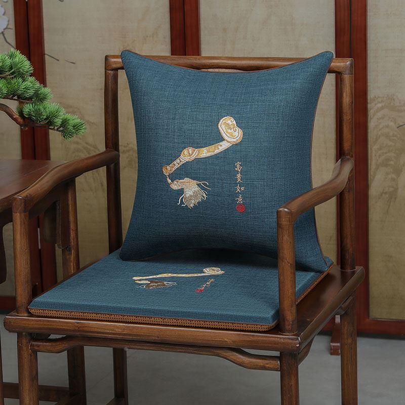 中式红木椅子垫防滑刺拆洗棉麻绣太师凤公馆椅餐椅垫圈椅茶坐垫子