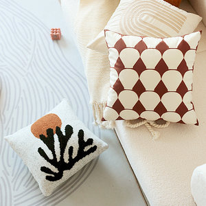 欲染 ins波西米亚手工编织沙发靠垫套抱枕套正方形针织流苏棉绳蔓越家