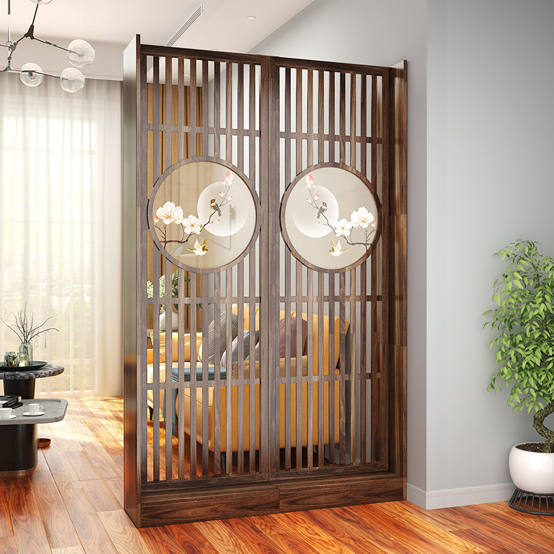 现代中式屏风隔断客厅遮挡家用挡煞玄关装饰双面活动墙穿堂煞座屏