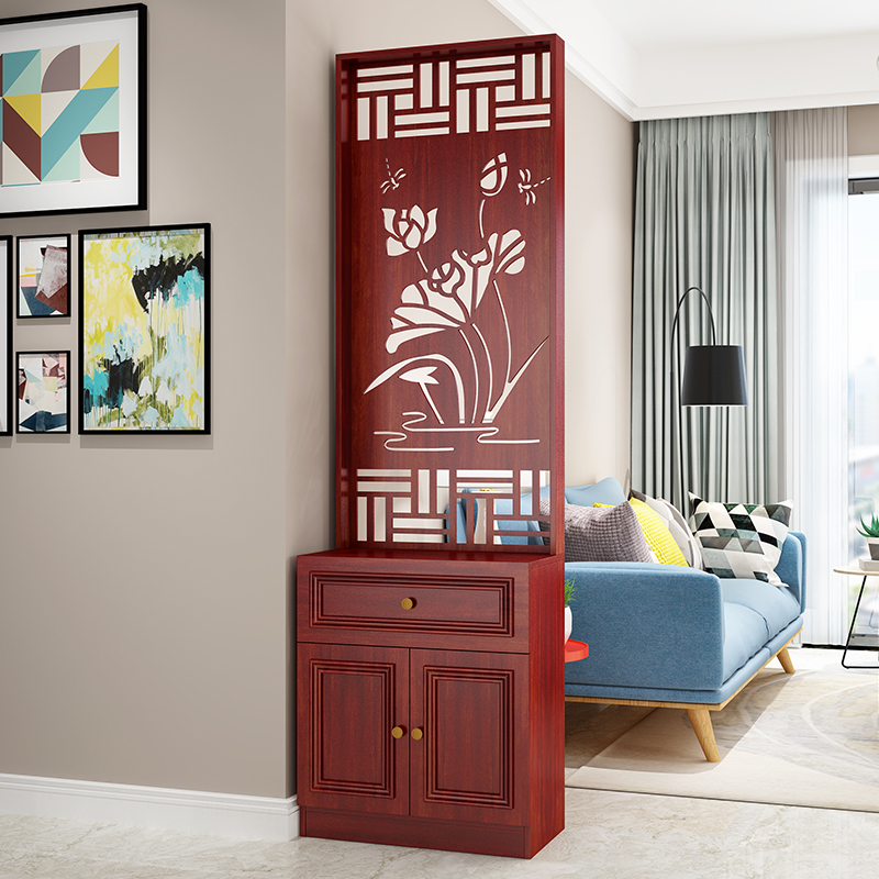 新中式屏风隔断柜现代简约客厅镂空装饰墙进门玄关柜鞋柜一体靠墙