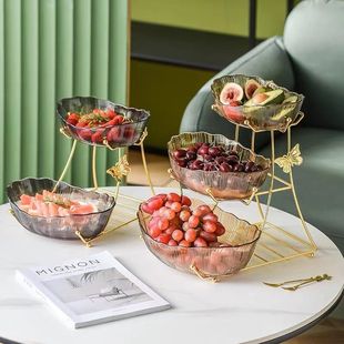 北欧风防摔茶几水果盆客厅多层点心盘现代客厅家用创意果盘糖果盘