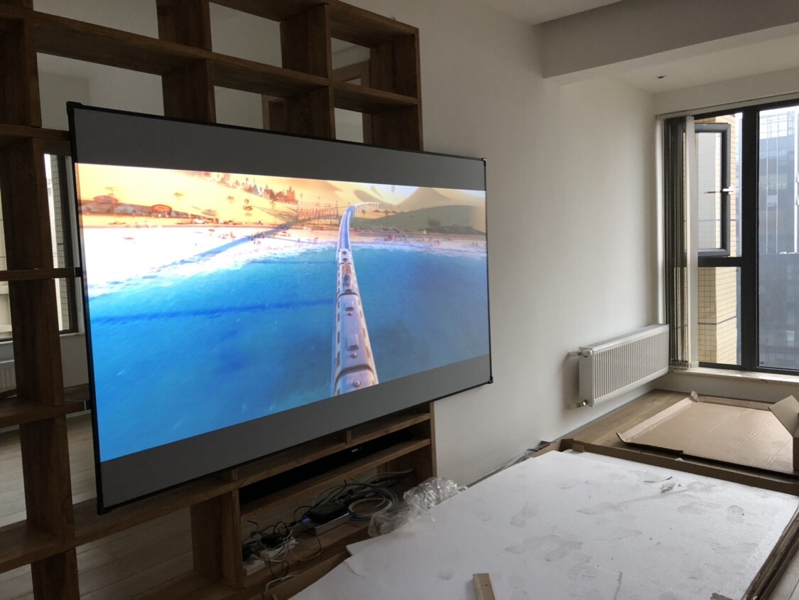 高档画框尔黑菲涅投影激光家用超窄抗光80寸幕布