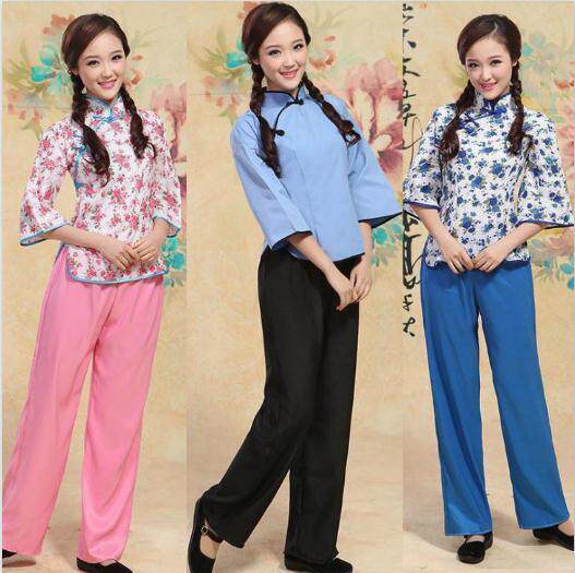 民国风五四女装采茶村姑阿庆嫂复年会舞台演出服套装中式婚礼伴娘