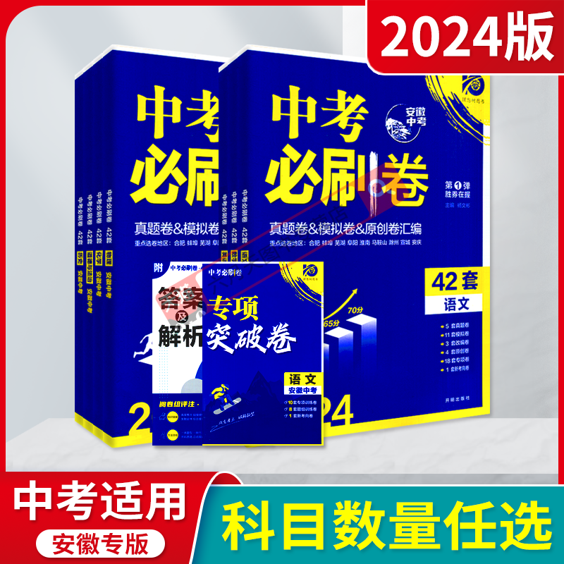 2024版任选安徽中考必刷卷42套语文数学英语物理化学道德历史真题卷模拟卷汇编初中一二三七八九安徽省五年真题改编答案必刷题辅导