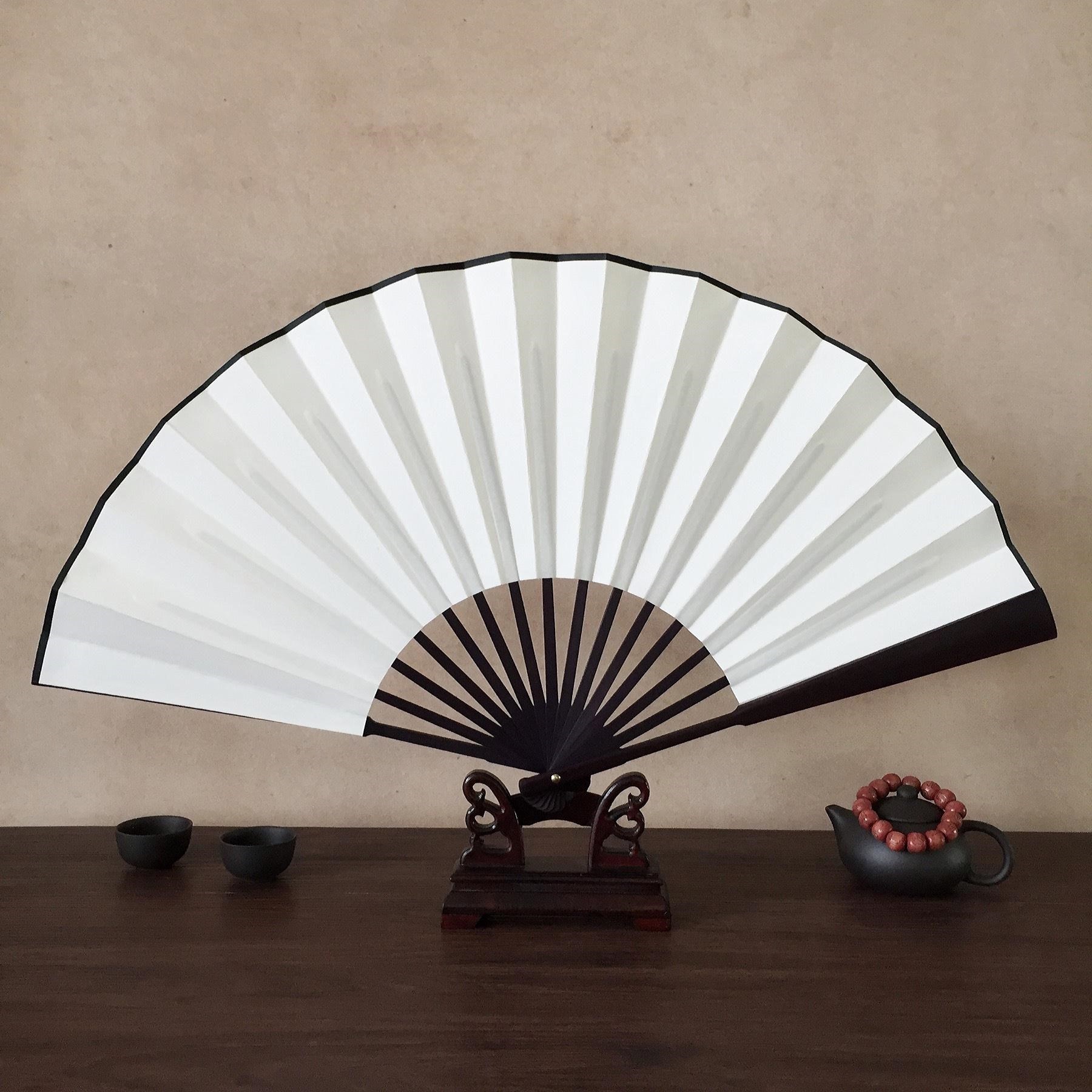 省1元 白玉中国风空白色绘画扇子折扇男女式书法扇面宣纸扇骨礼品扇