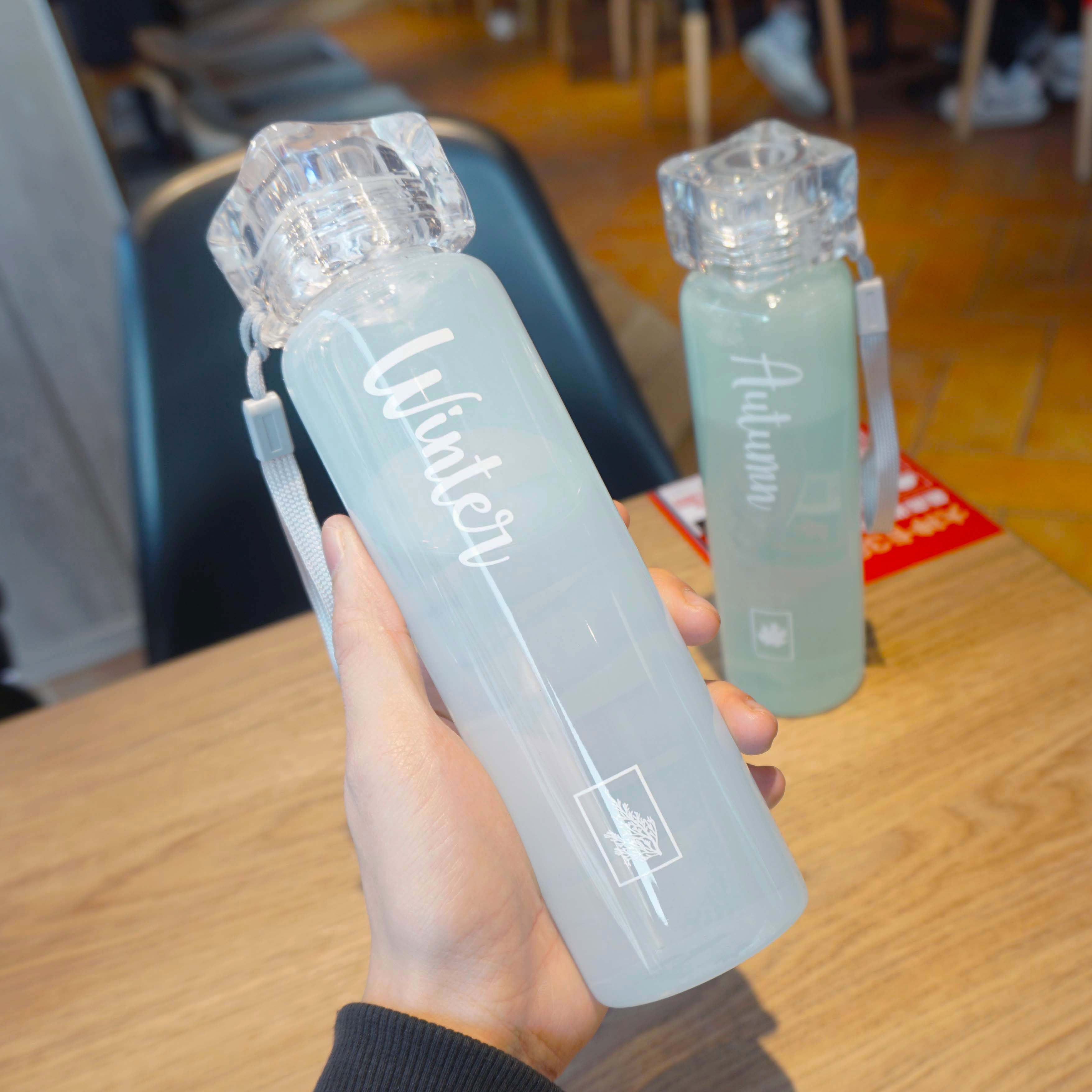 网红高颜值玻璃水杯ins风便携女简约清新森系可爱透明夏天喝水杯 - 卡