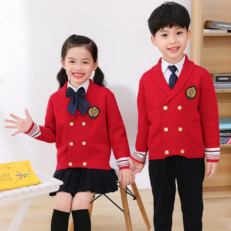 幼儿园园服秋冬装小学生校服春秋季毛衣儿童班服套装英伦风三件套