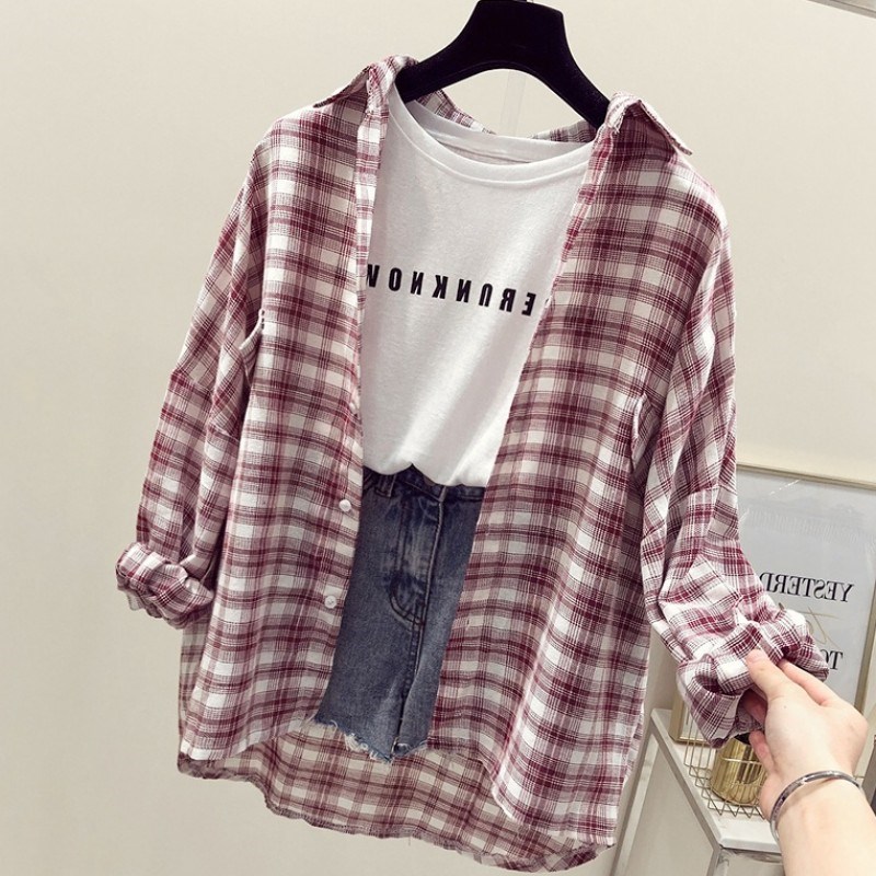 遮大号外套修身韩版衣服衬衫肚子加大码t恤少女方格女宽松中长款|ruв категории Женская одежда, рубашка - от Buy2taobao.com для оказания профессиональной услуги покупки агента Taobao