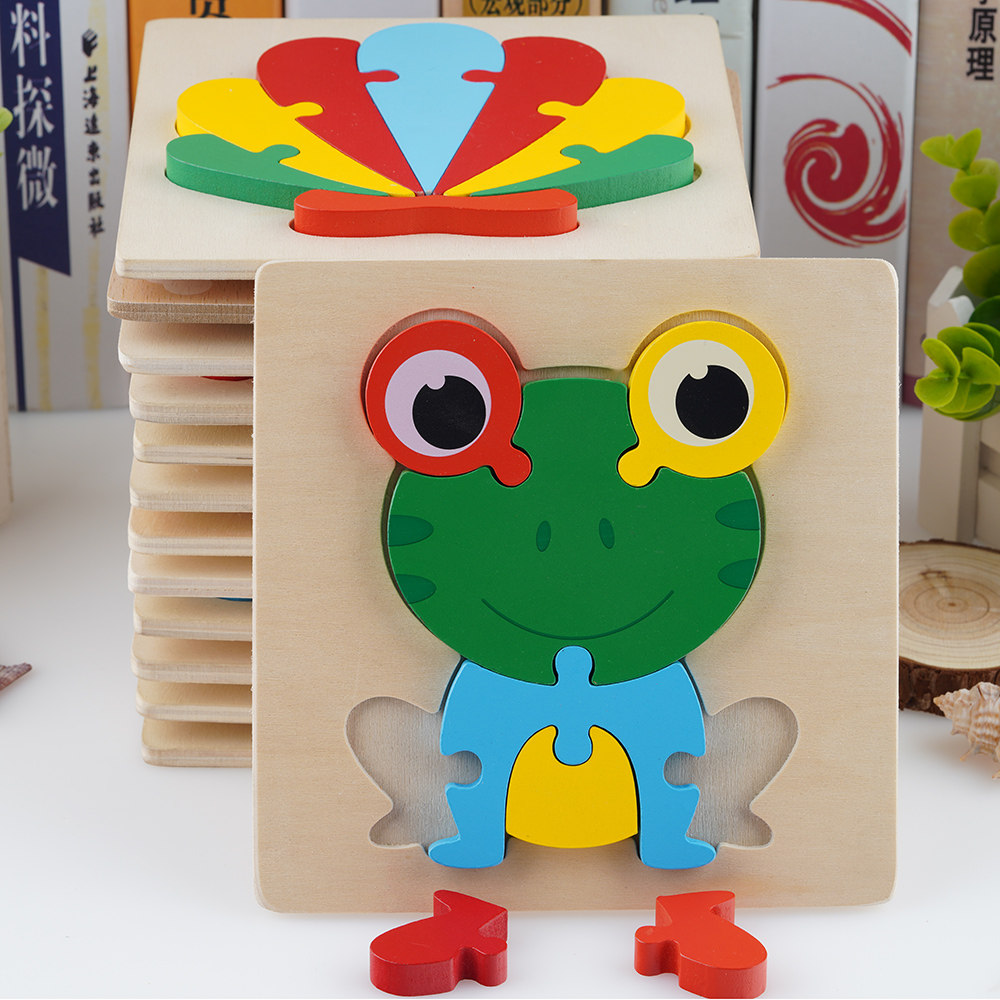 儿童木制立体拼图宝宝早教益智力婴幼儿1-2-3岁d周半小男女孩玩具