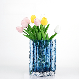 冰川龙骨艺术复古小众玻璃轻奢高档花瓶摆件高级感客厅插花