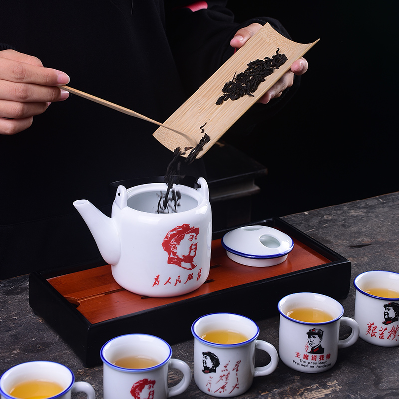 韩国搪瓷陶瓷茶壶茶杯定制怀旧复古提梁壶茶具套装一壶六杯老式经|ruв категории посуда, чайный сервиз, кунг - Фу, чайный сервиз - от Buy2taobao.com для оказания профессиональной услуги покупки агента Taobao